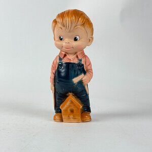 Vintage 1968 Little Carpenter Boy by J.L. Prescott Co. Rubber Squeak Toy